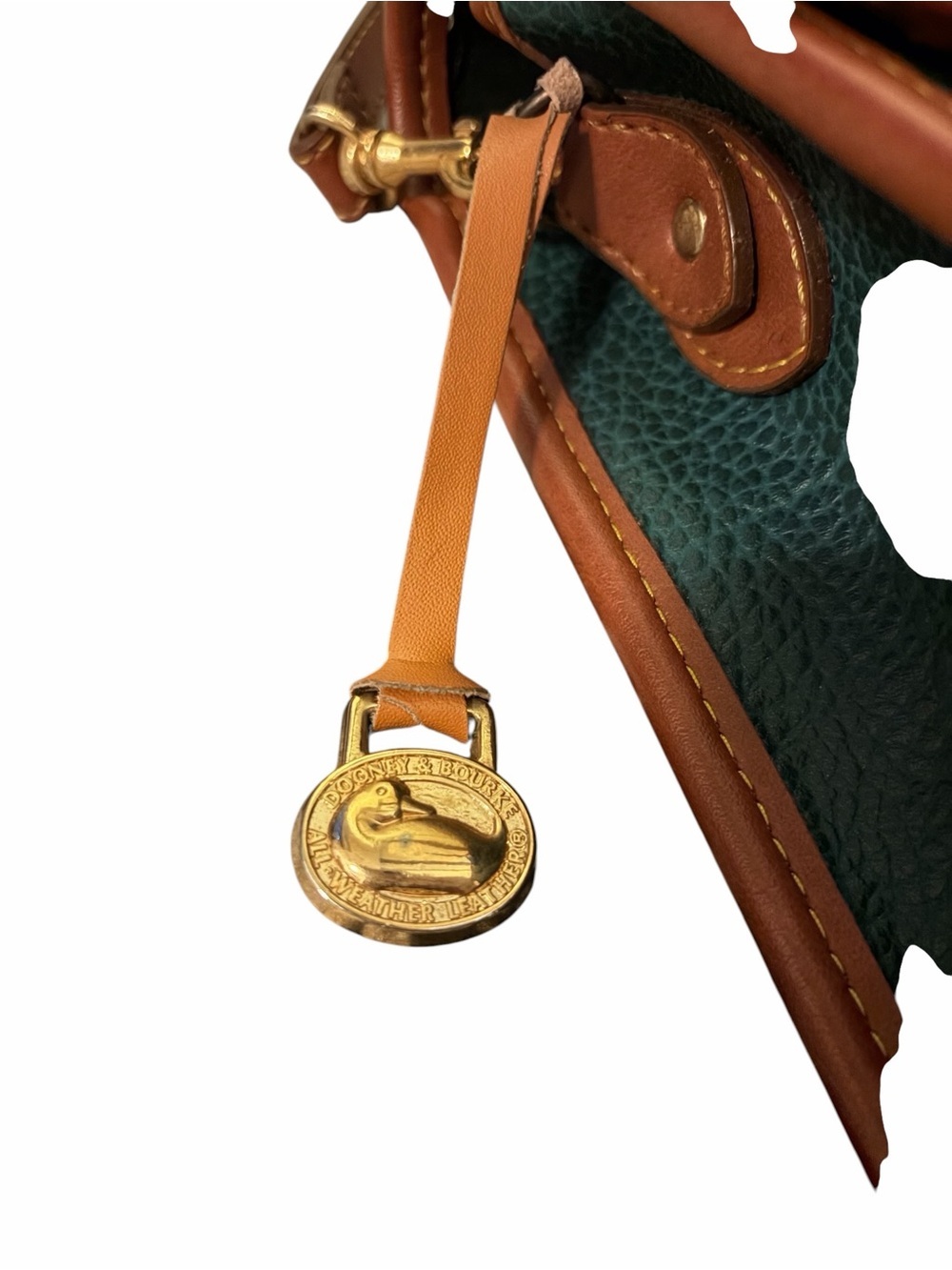 Vintage Dooney & Bourke All Weather Leather Emerald Green Leather Messenger Bag - Picture 7 of 11